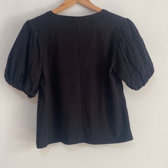French Connection - Black Blouson Sleeve T-Shirt - Size Small - Picture 3 of 4